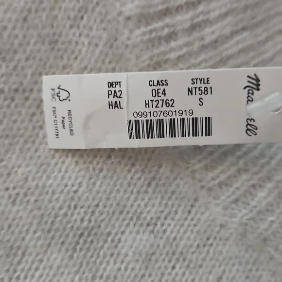 Madewell Off-white Alpaca-blend Mockneck Puff Sleeve Sweater Size Small, NWT - Picture 9 of 9